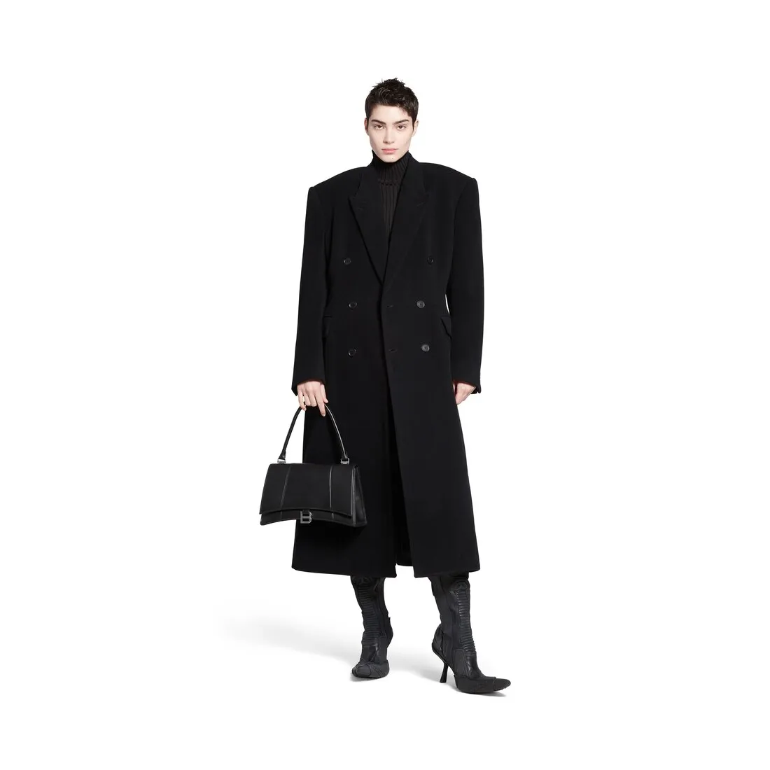 Women's Black Cinched Coat