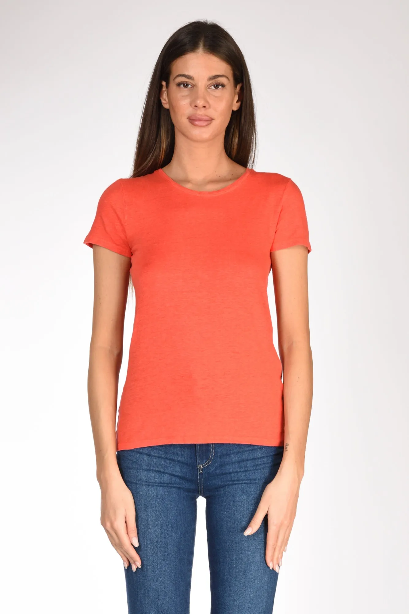 Womens Majestic Filatures Paris Short Sleeve Orange T-shirt