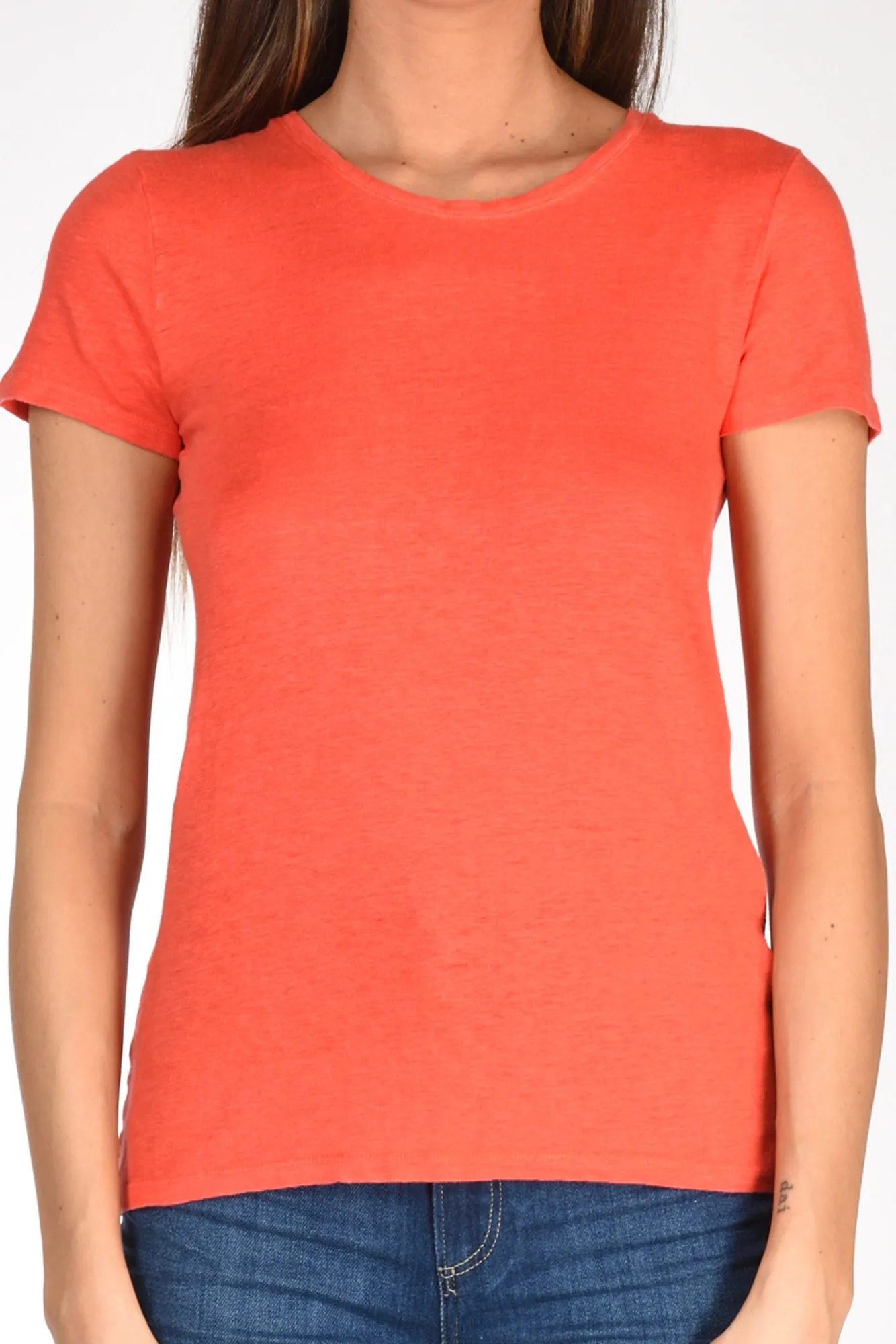 Womens Majestic Filatures Paris Short Sleeve Orange T-shirt