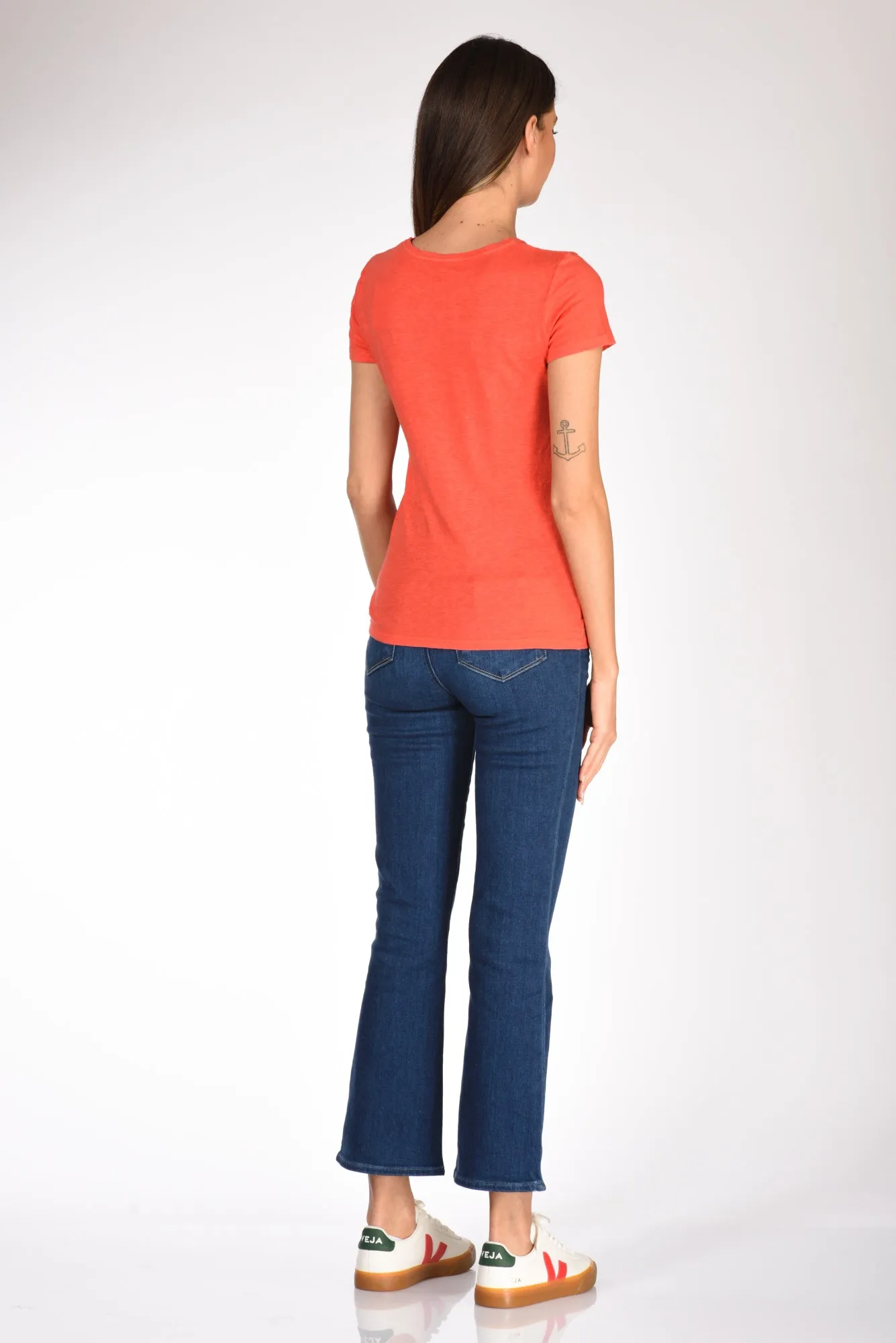 Womens Majestic Filatures Paris Short Sleeve Orange T-shirt