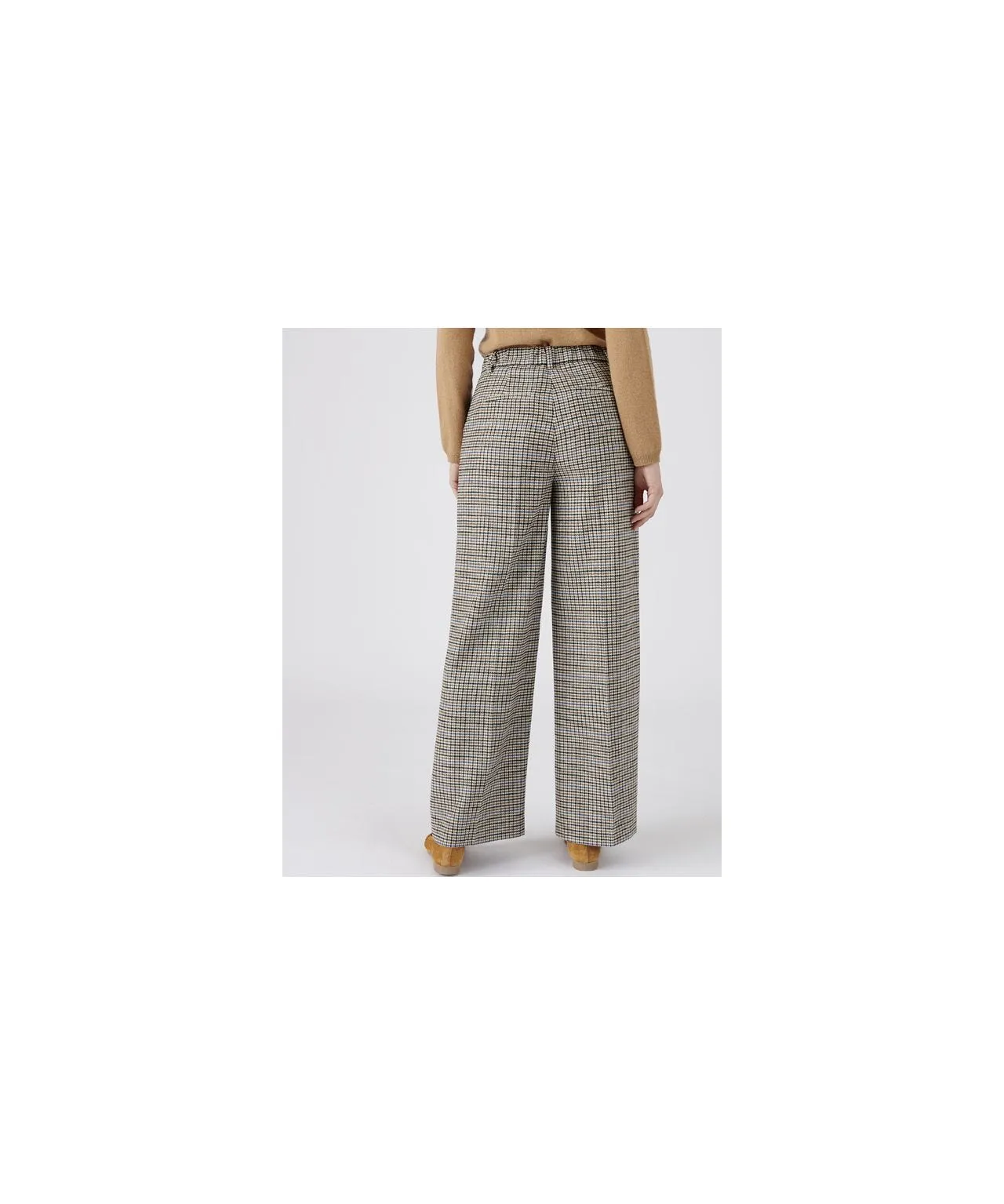 Wool Blend Check Trousers