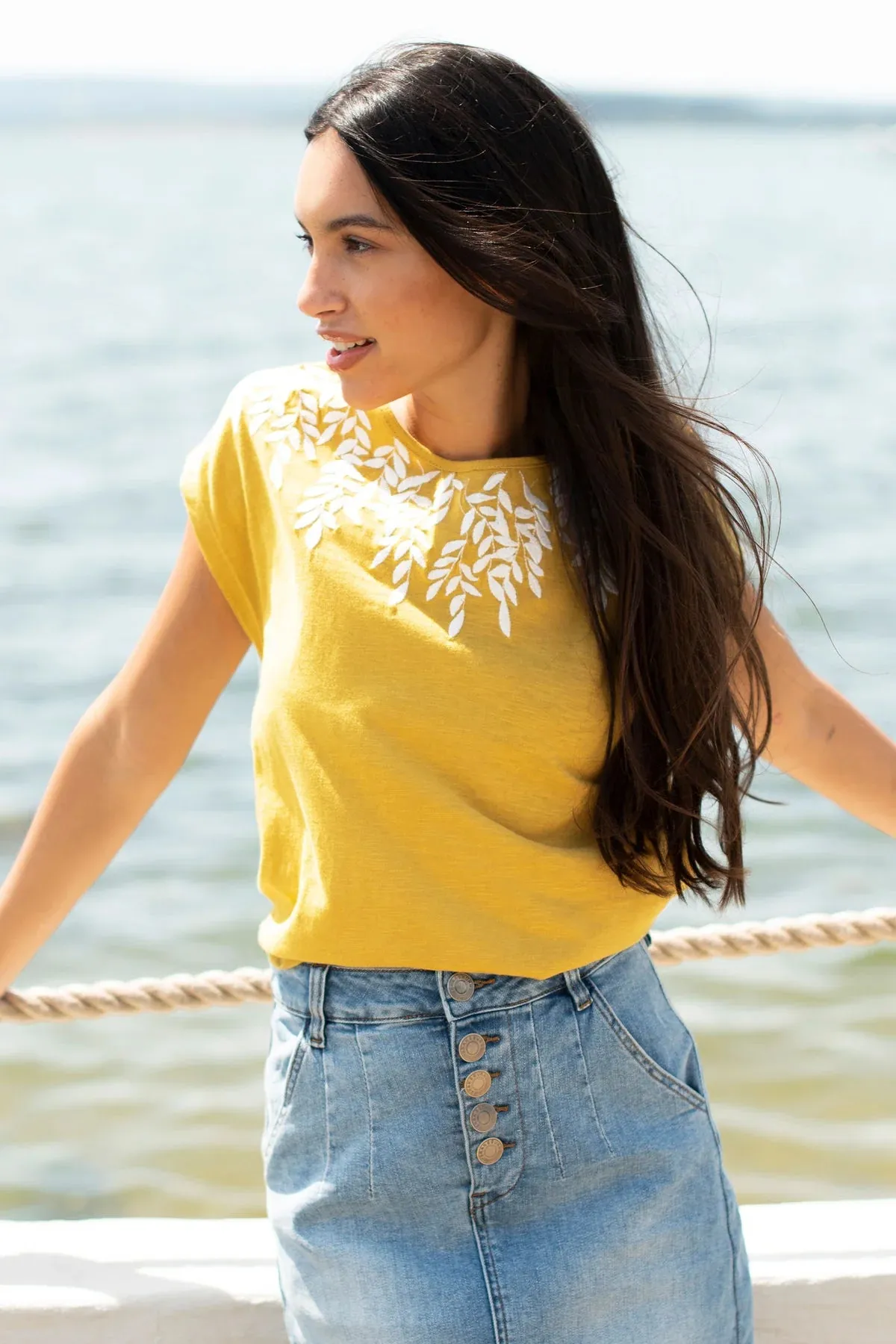 Yellow Zoey Tee by Brakeburn