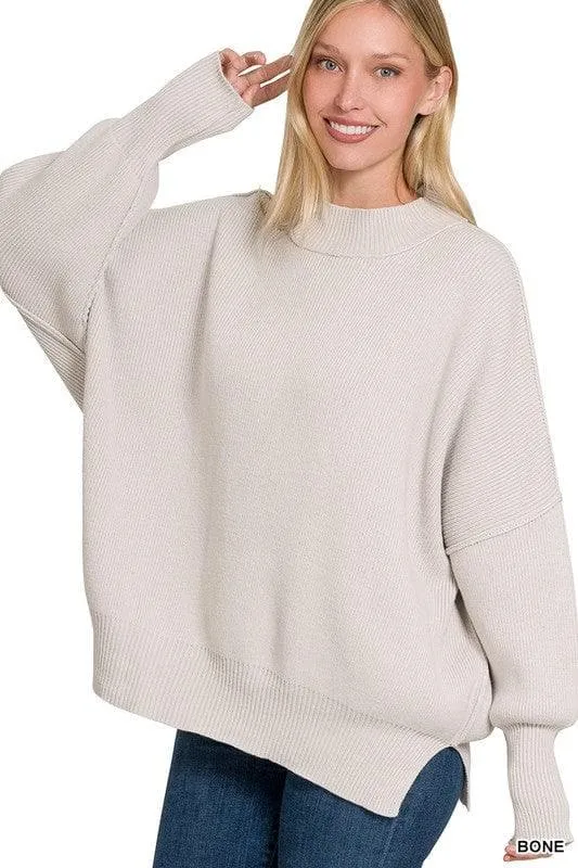 ZENANA Women's Side Slit Pullover Sweater