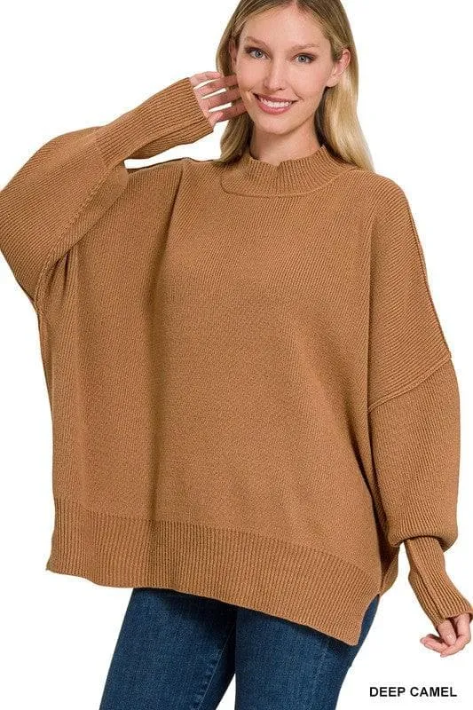 ZENANA Women's Side Slit Pullover Sweater