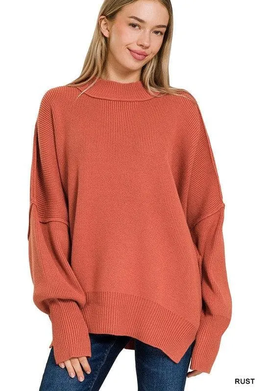 ZENANA Women's Side Slit Pullover Sweater