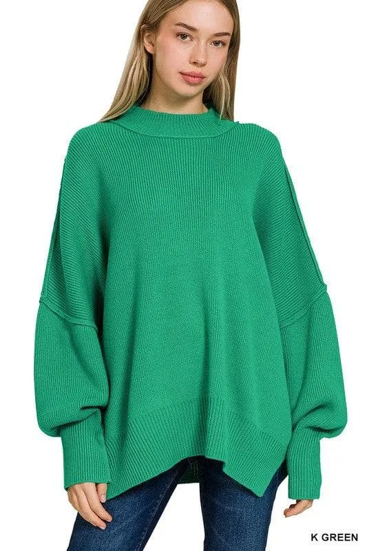 ZENANA Women's Side Slit Pullover Sweater