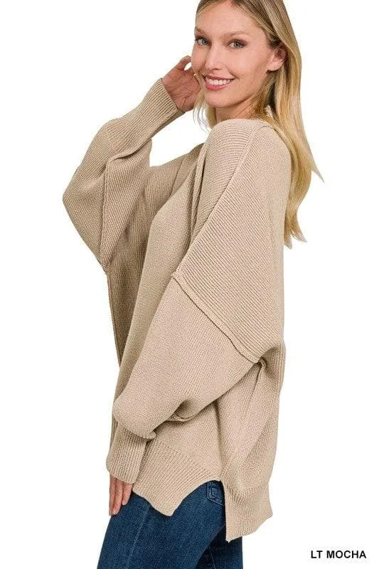 ZENANA Women's Side Slit Pullover Sweater